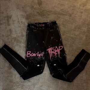 Women's Black and Pink Jeans